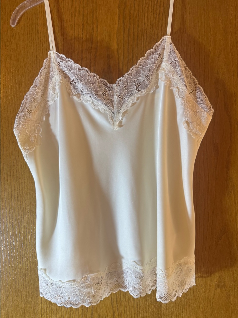 Express Cream Lace-Trim Satin Cami